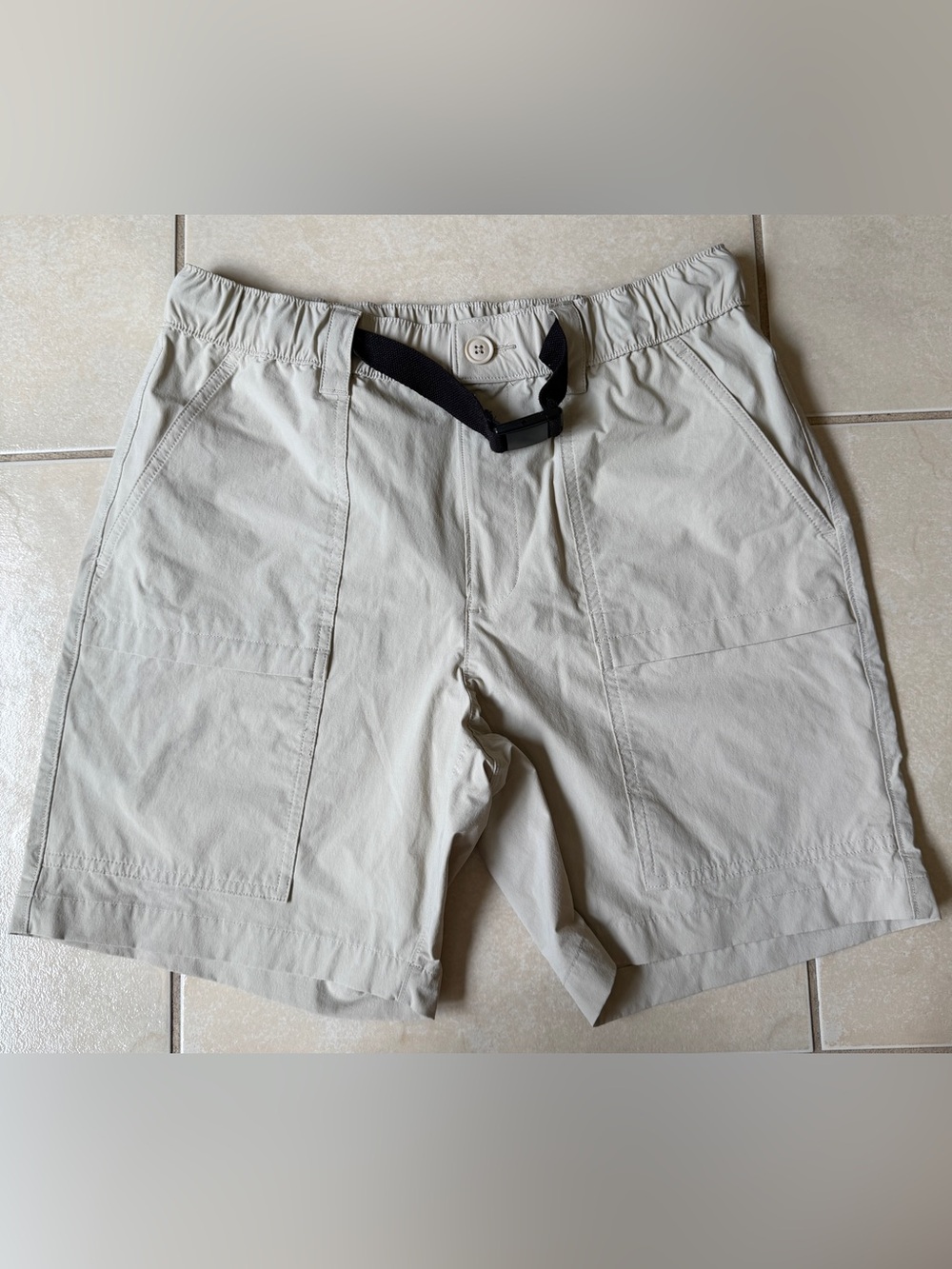 Sonoma Outdoor Cargo Shorts Mens 33 Beige Nylon Stretch Belted Elastic Waist